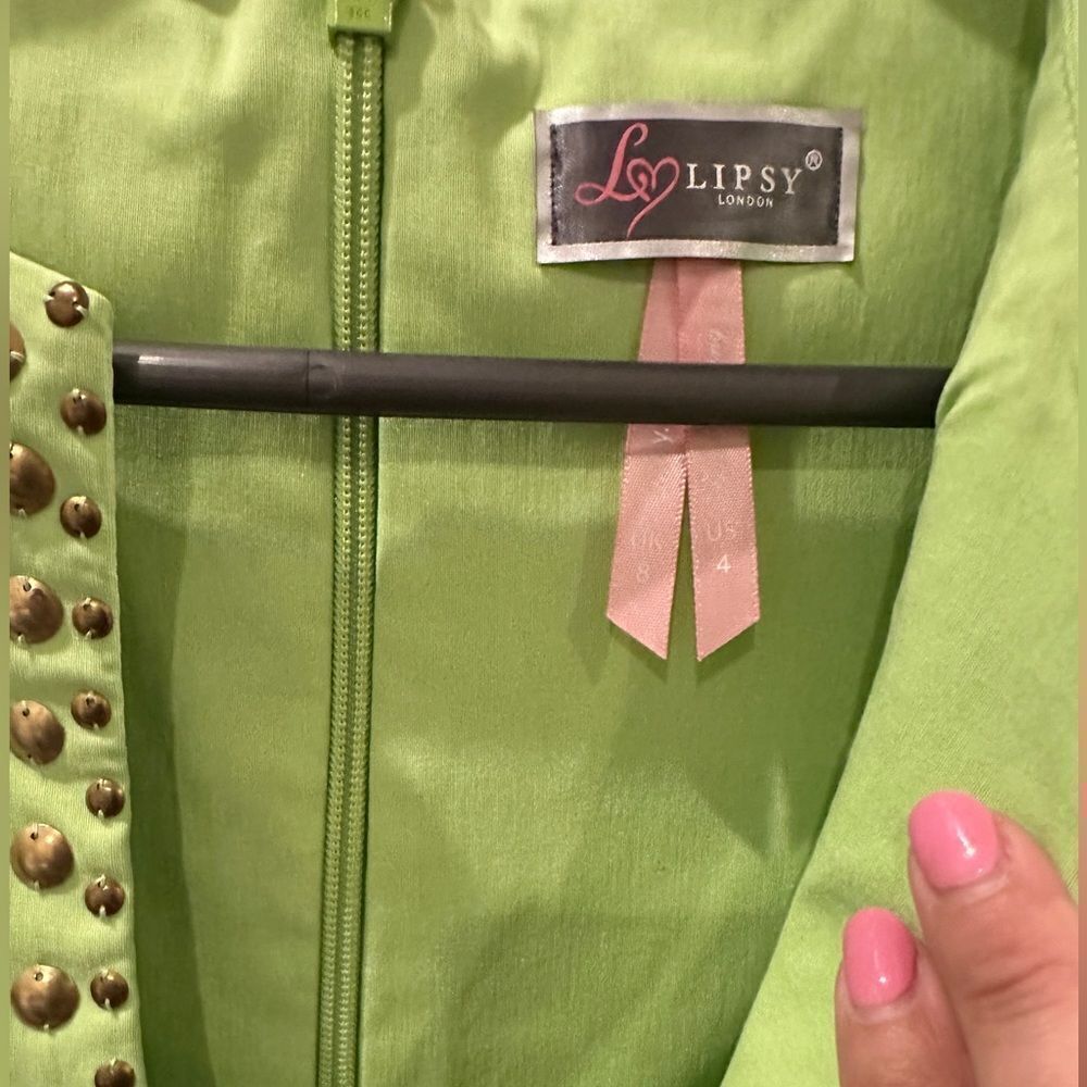 Lipsy Green Studded Mini Dress - Picture 3 of 5